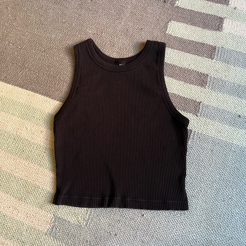 Uniqlo Black Ribbed Tank Top Cropped Size Women’s Extra Small XS